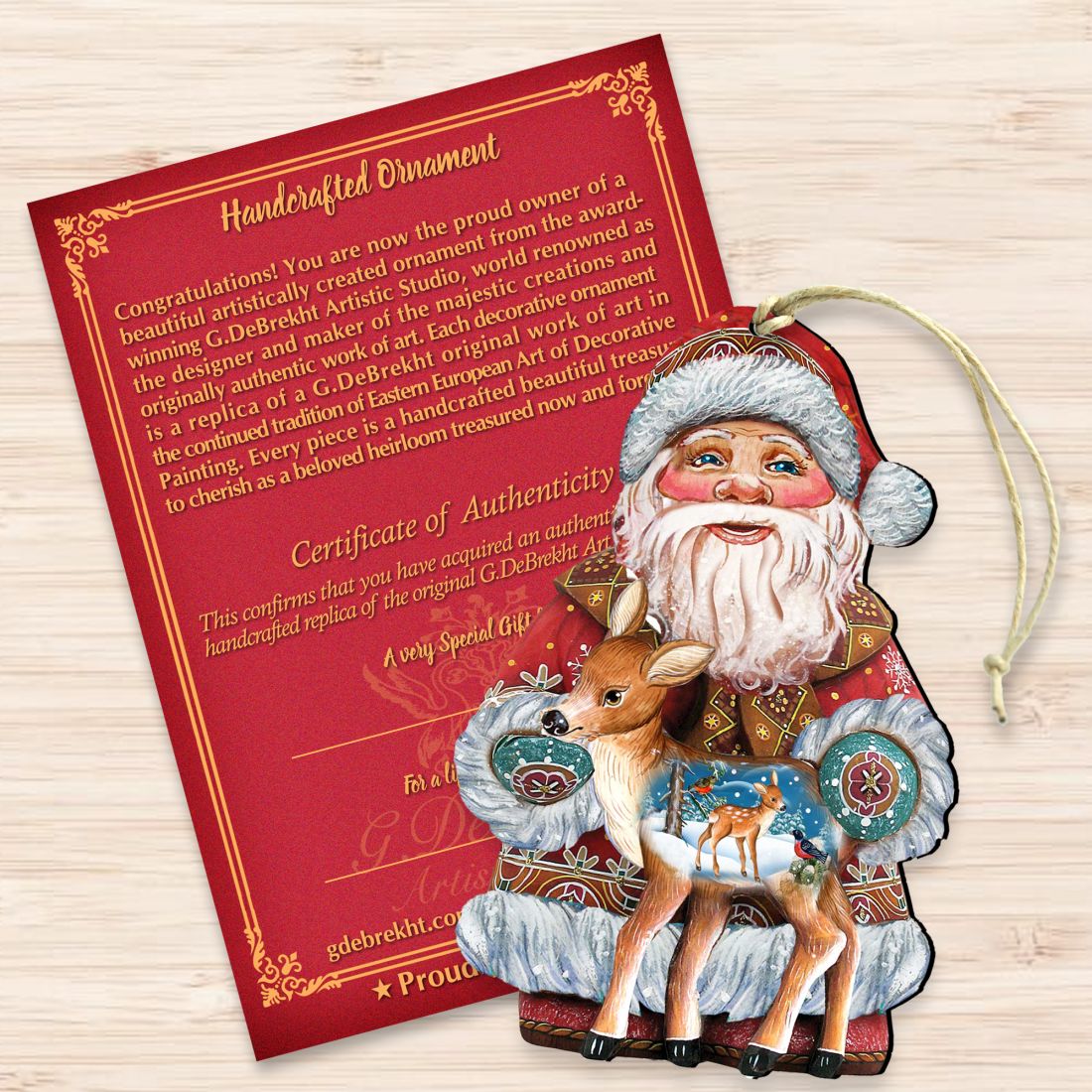 Holiday Fawn Christmas Wooden Ornaments by G. DeBrekht - Christmas Santa Snowman Decor - 8118081