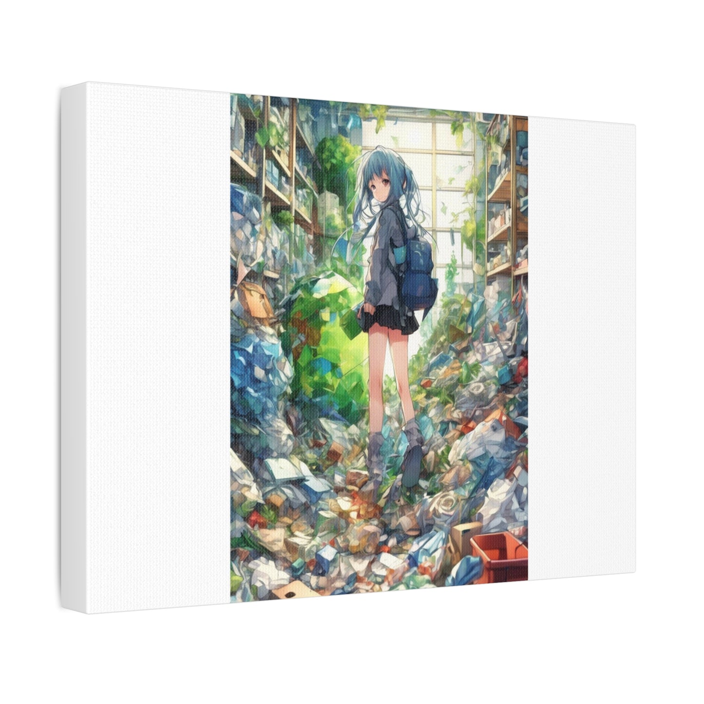 Green Recycling Alley Anime Girl Recycling Alley Canvas