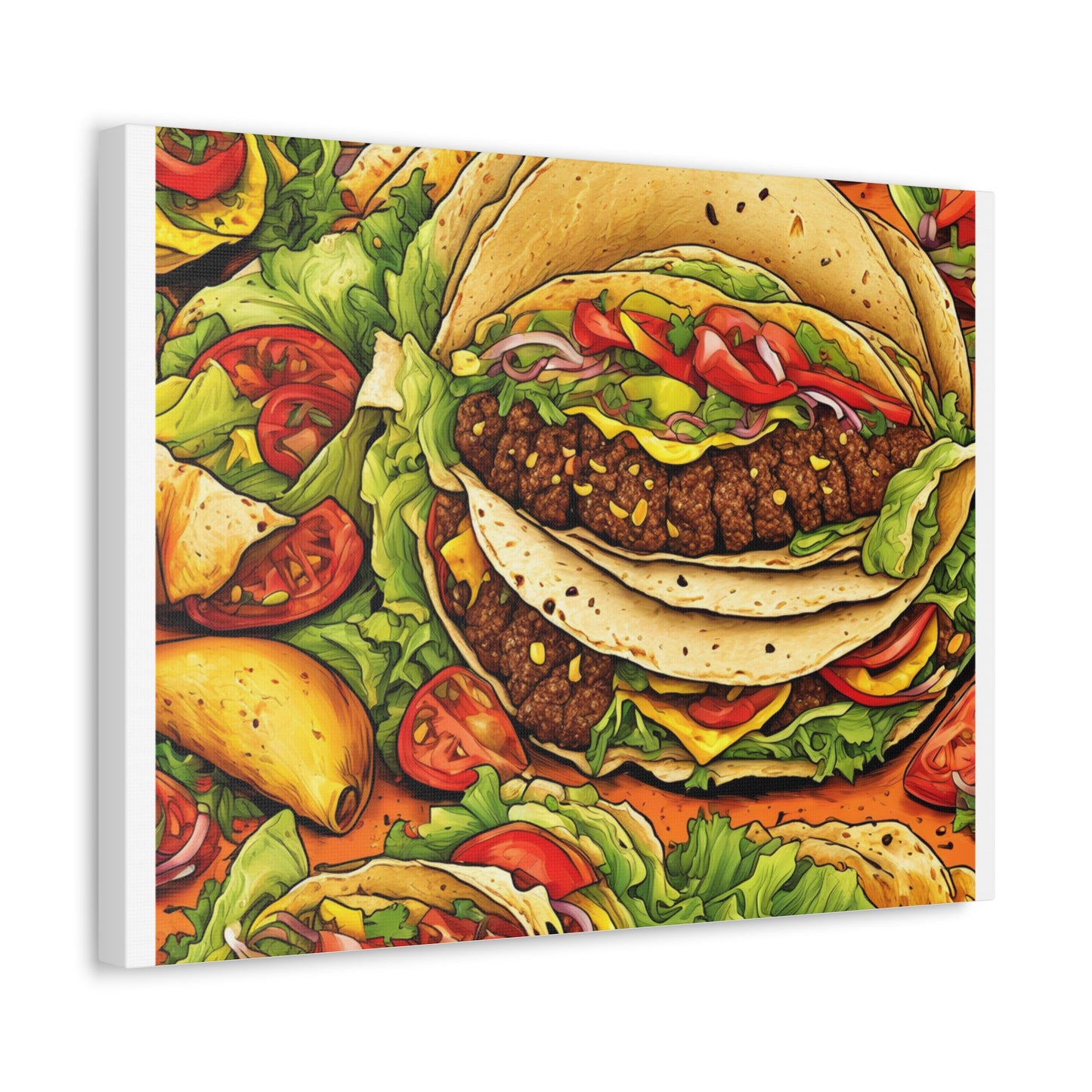 Stacked Taco Fiesta Foodie Gift Art Canvas