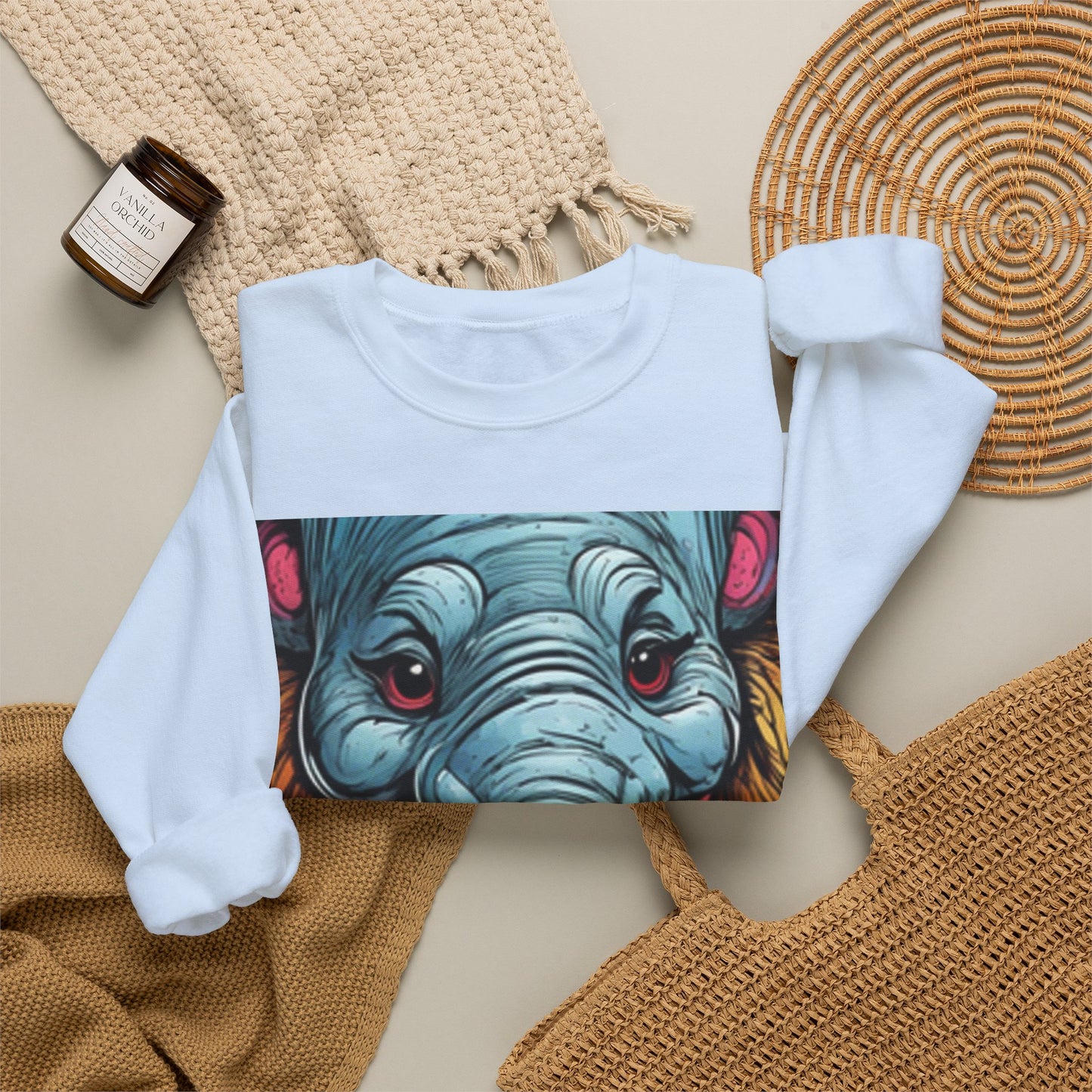 Colorful Elephant Garden Parade Cute Wildlife Art Sweatshirt