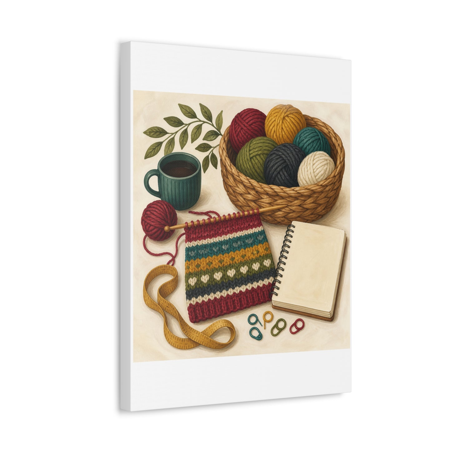 Cozy Knitting and Yarn Hobby Art Canvas Art