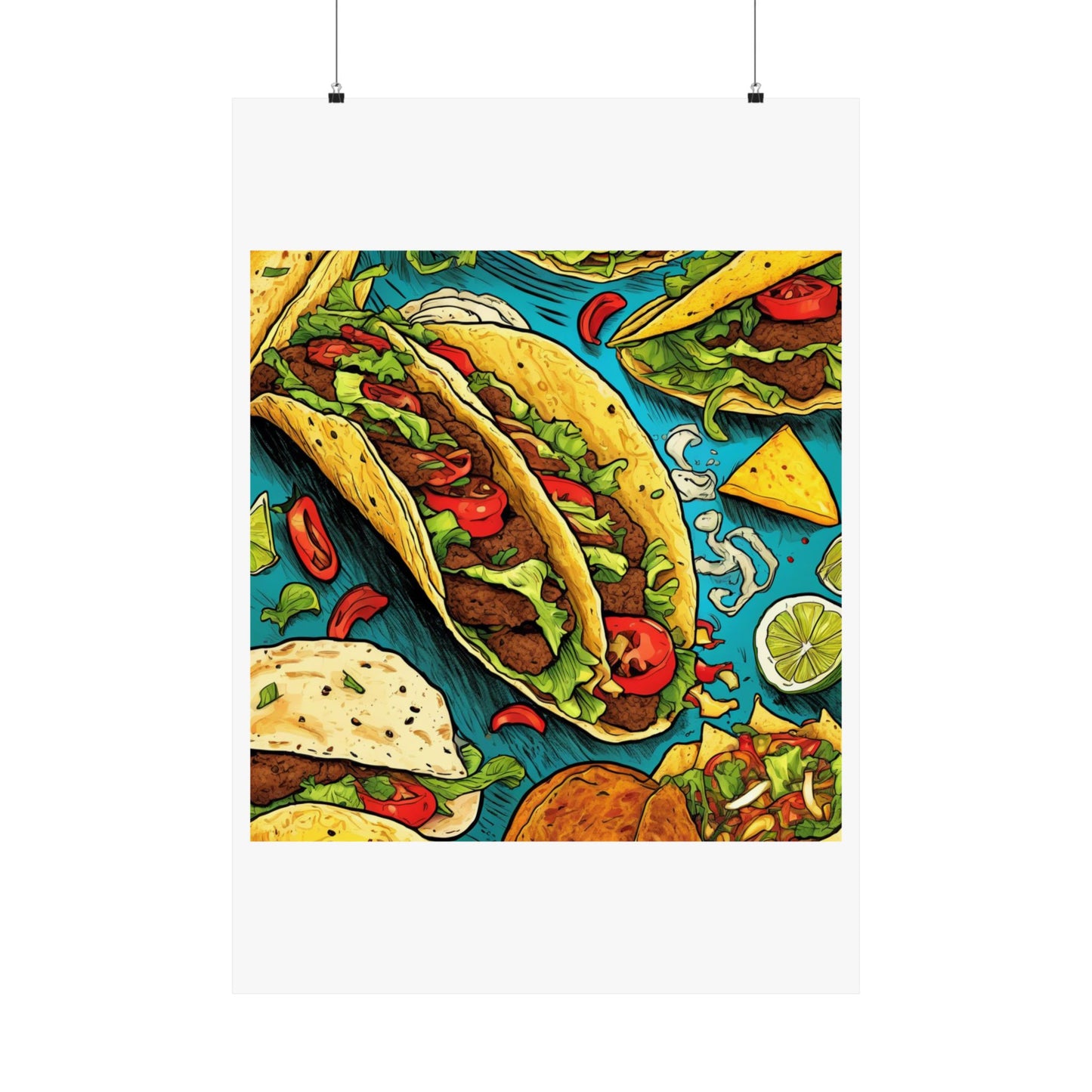 Taco Party Pattern Foodie Gift Art Poster