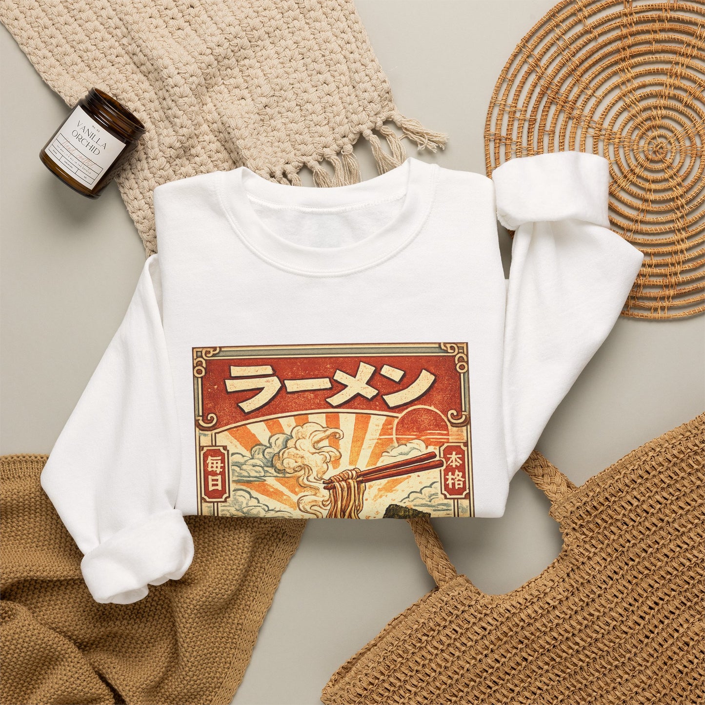 Vintage Ramen Bowl Illustration Sweatshirt