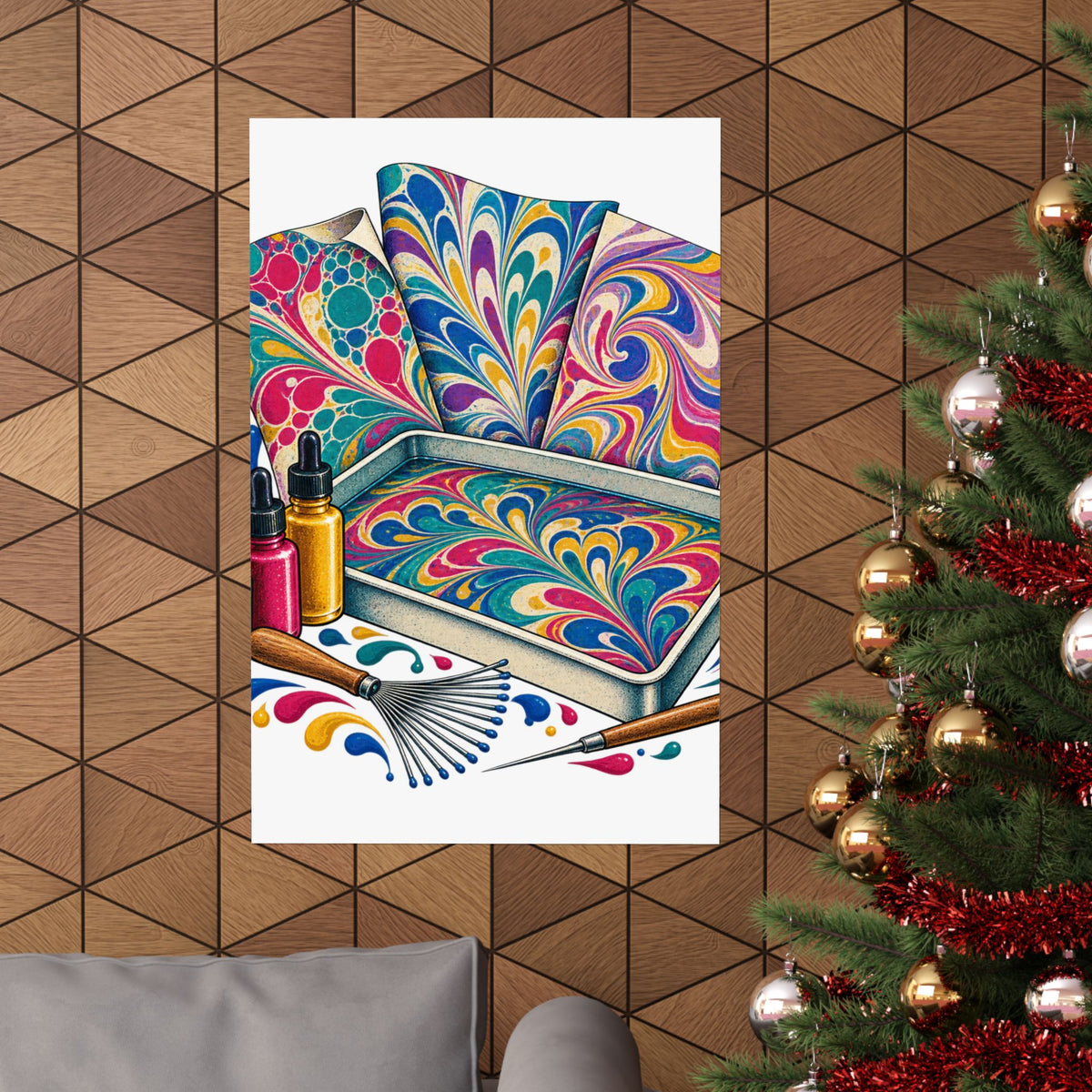 Colorful Paper Marbling Workshop Poster