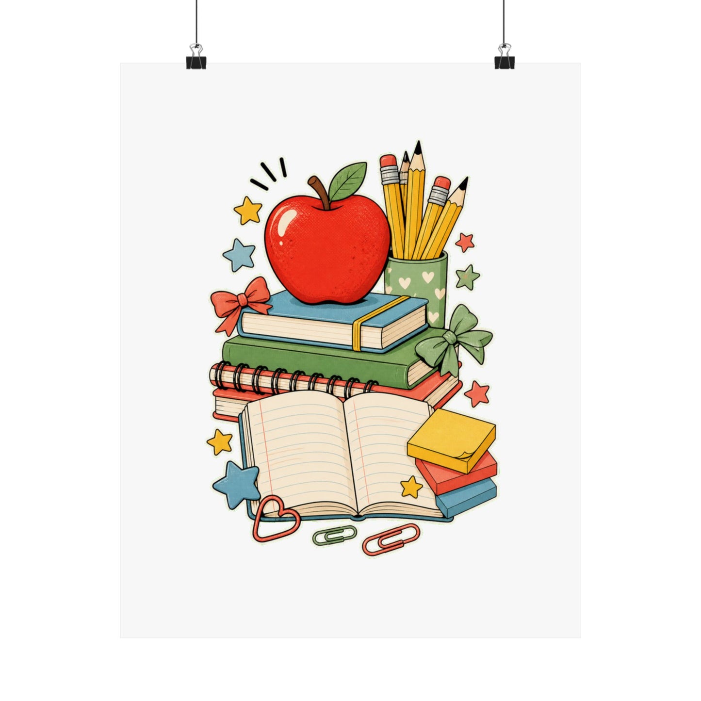 Apple Pencil Desk Stack Classroom Poster