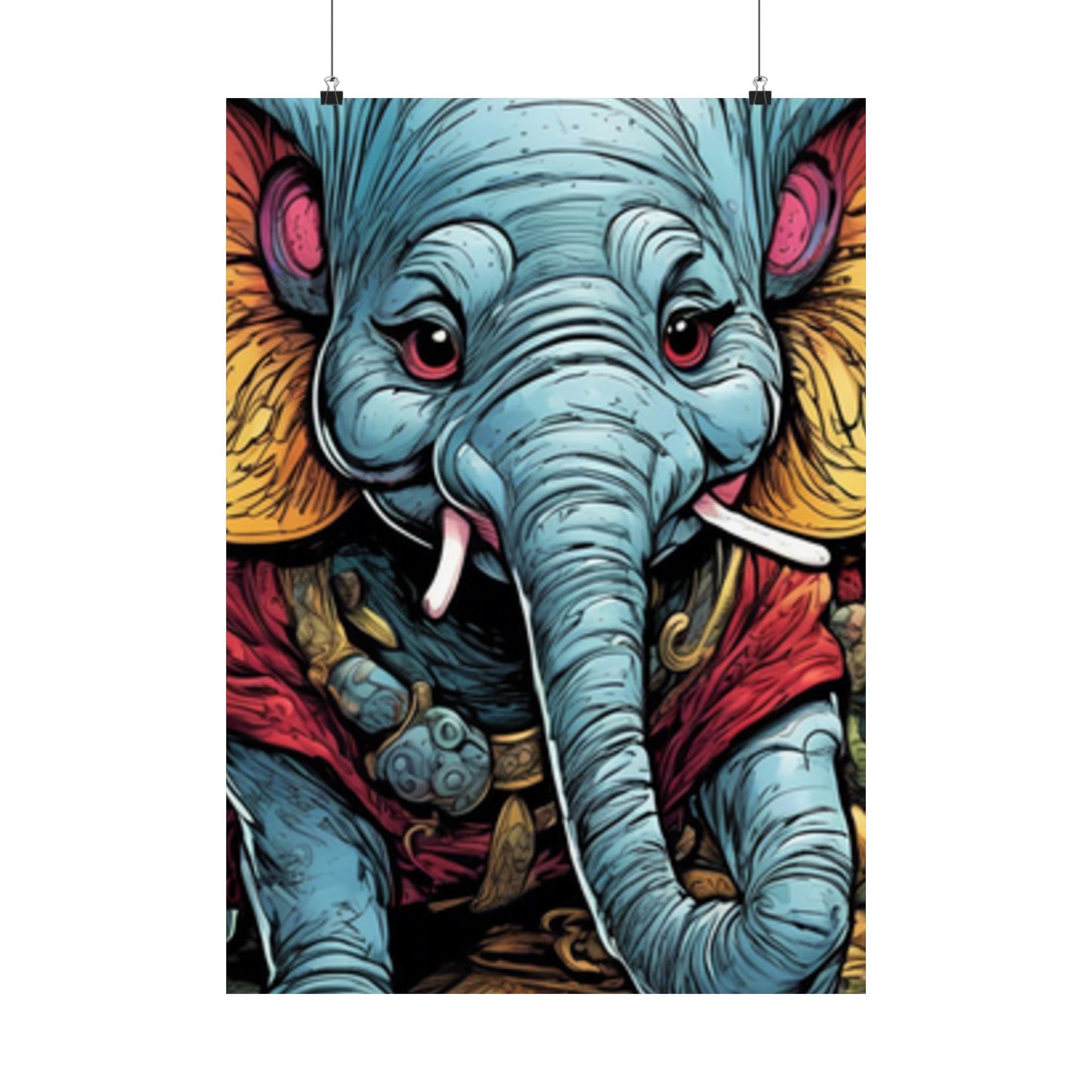 Colorful Elephant Garden Parade Wildlife Wall Art Poster