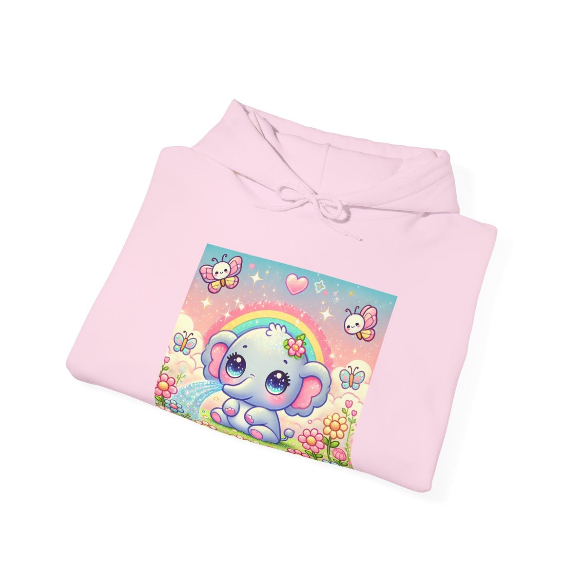 Pastel Rainbow Baby Elephant Floral Hoodie
