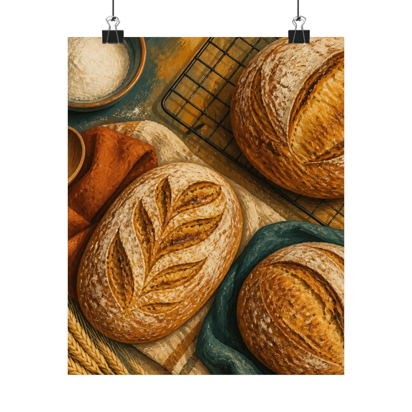 Artisan Bread Baking Still Life Poster