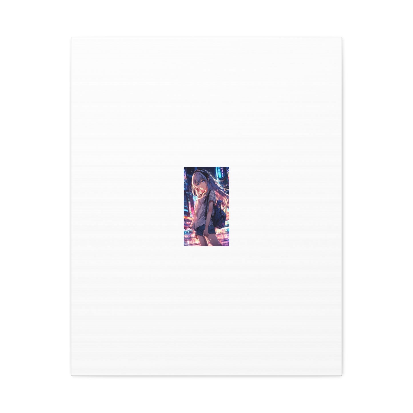 Anime City Night Heroine Portrait Neon Canvas Wall Art