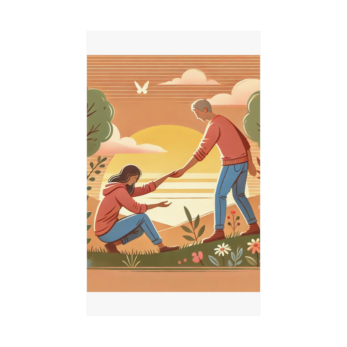 Helping Hands Sunset Garden Wall Art Poster