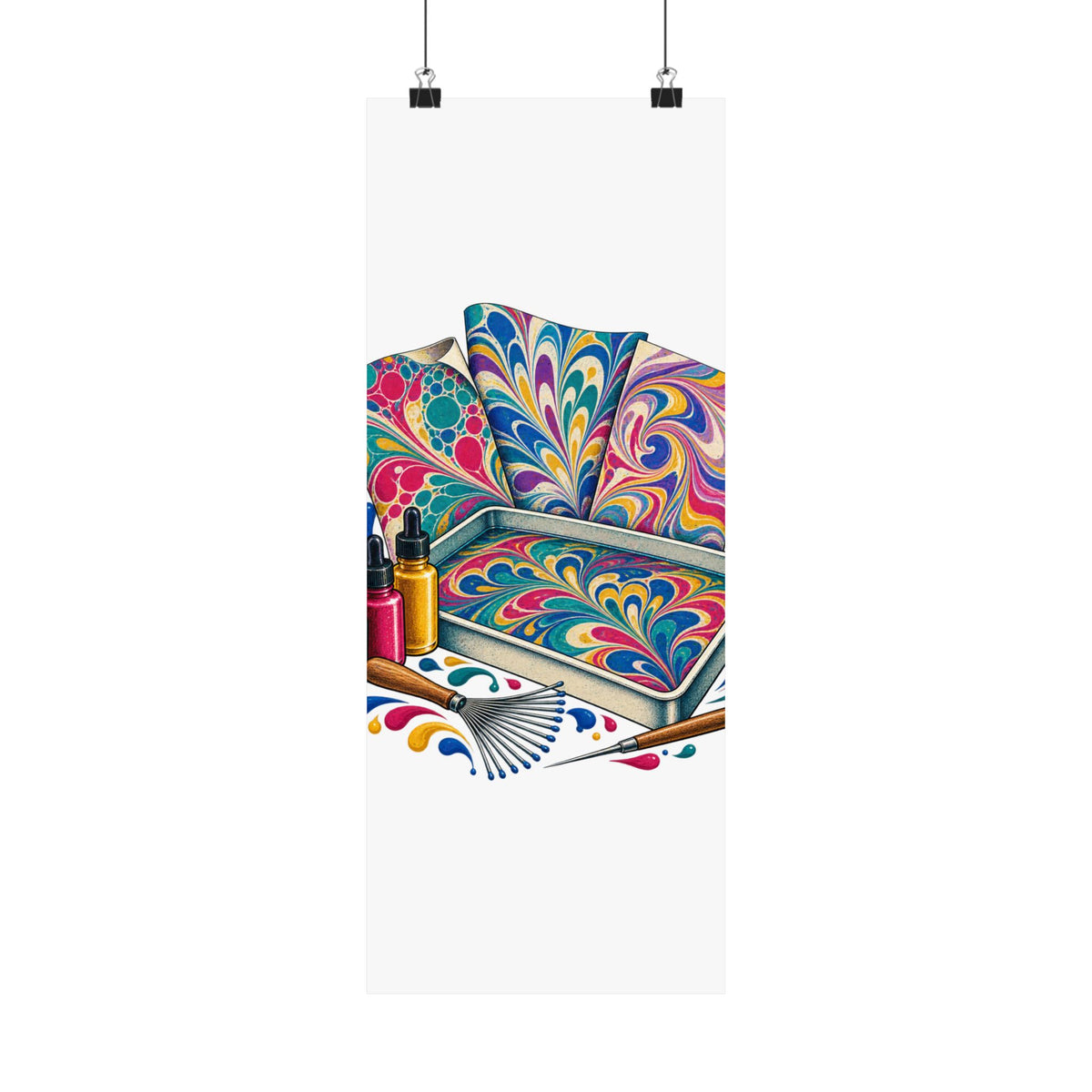 Colorful Paper Marbling Workshop Poster