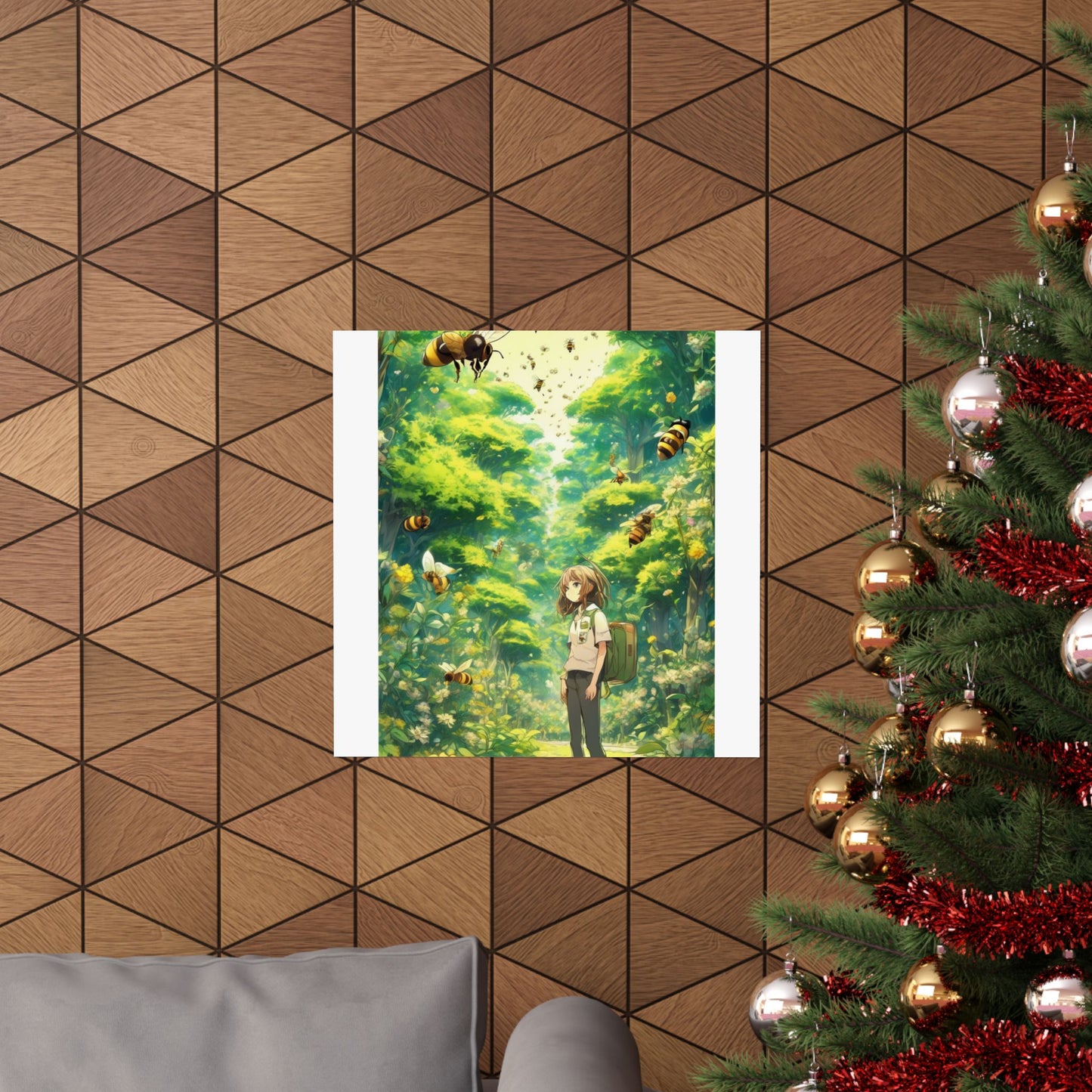 Bee Garden Explorer Anime Nature Art Poster