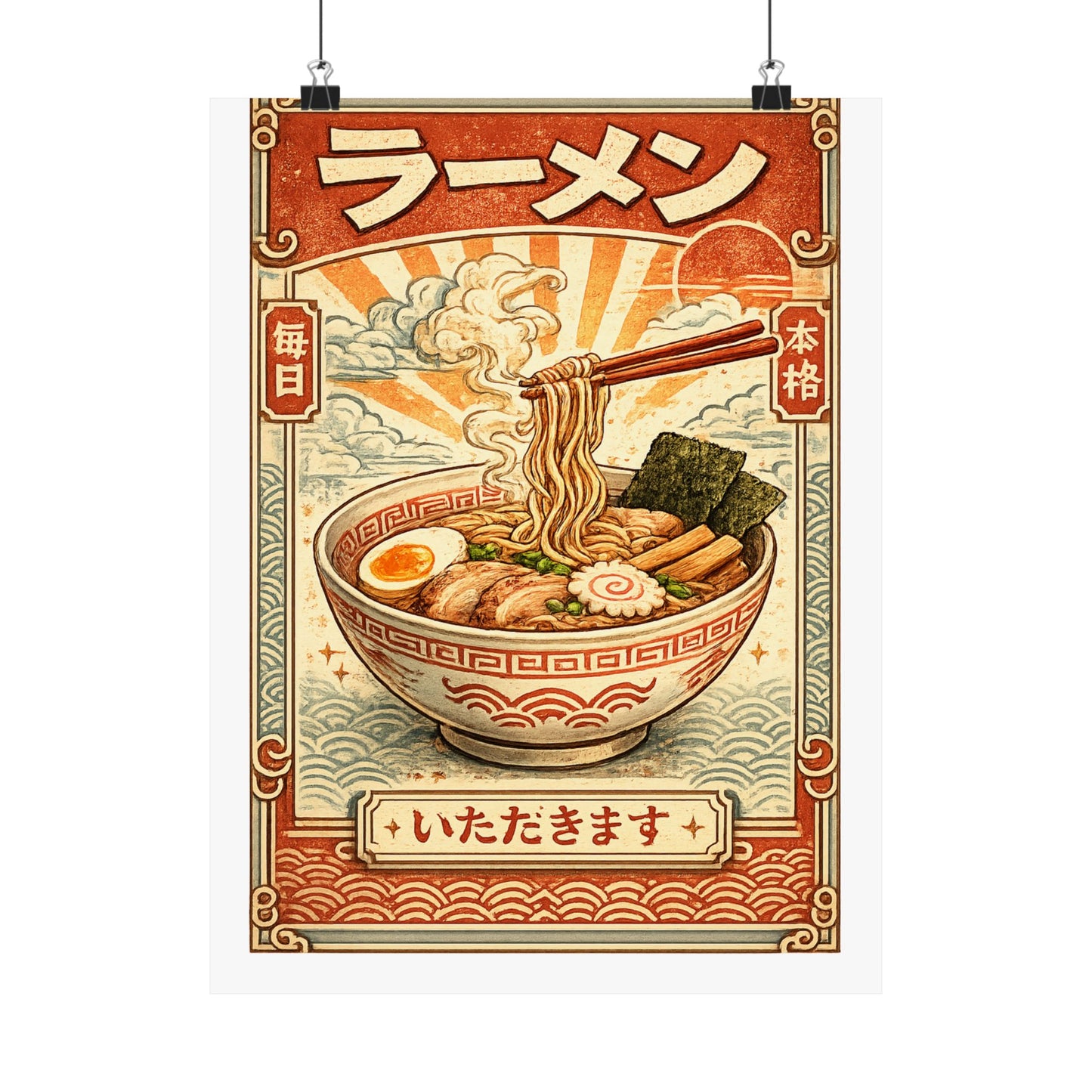 Vintage Ramen Bowl Japanese Food Art Poster