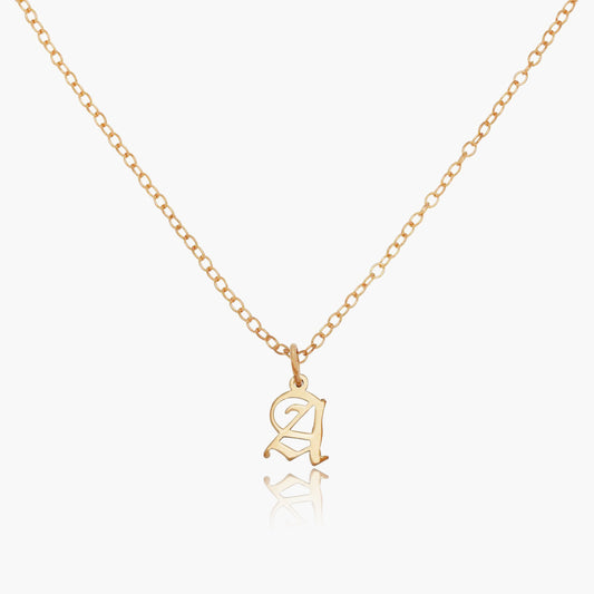 Mini Gothic Initial Necklace