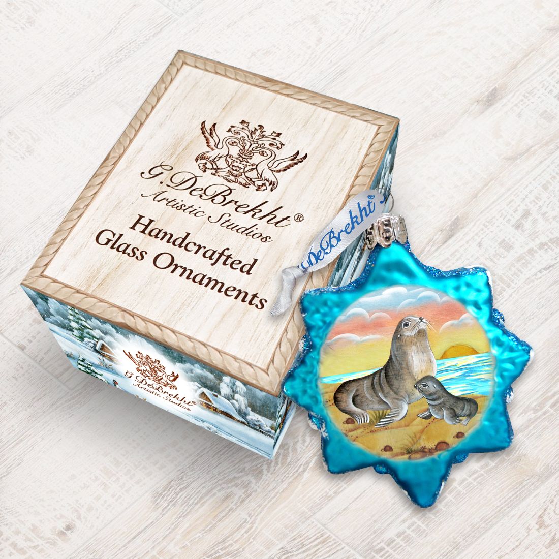 Seal Star Mercury Glass Ornament by G. DeBrekht - Coastal Holiday Decor - 775476