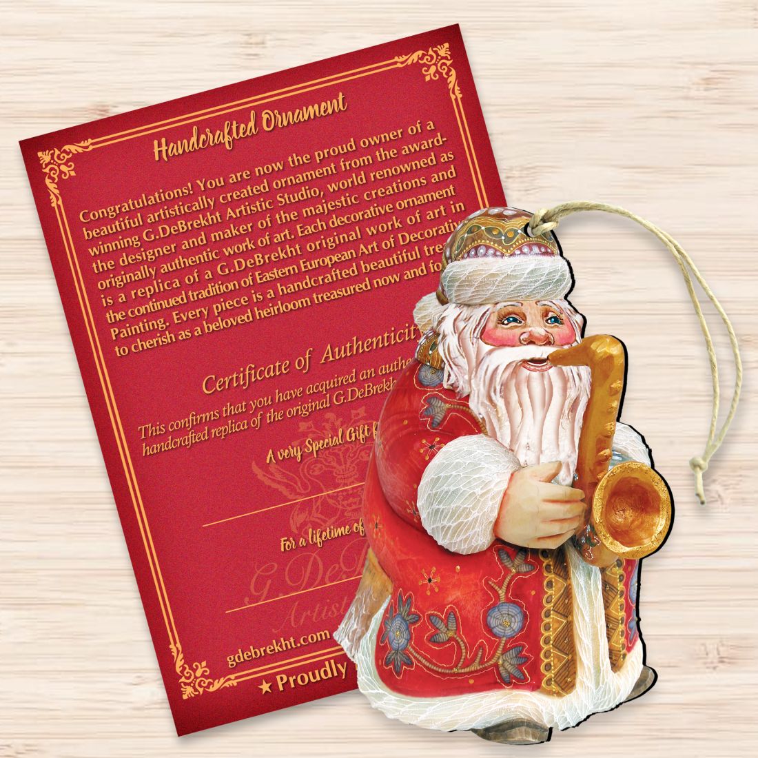 Jazzman Santa Wooden Ornaments by G. DeBrekht - Christmas Santa Snowman Decor - 8116211