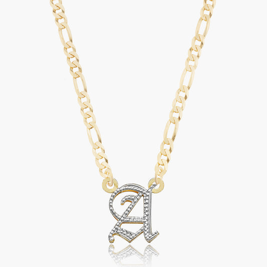 Double Plated Gothic Initial Necklace