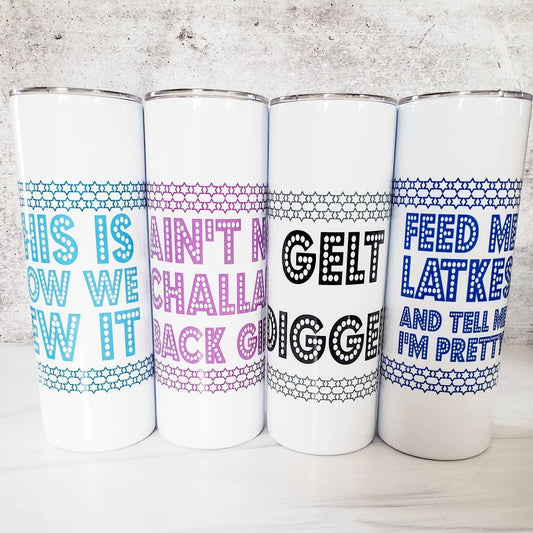 Funny 20 Oz Skinny Hanukkah Tall Tumbler