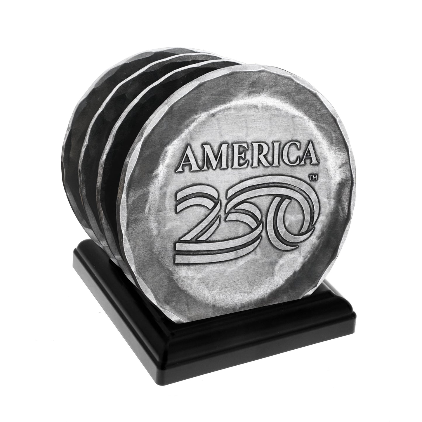 America250 4-Piece Commemorative Coaster Set with Caddy (Aluminum)
