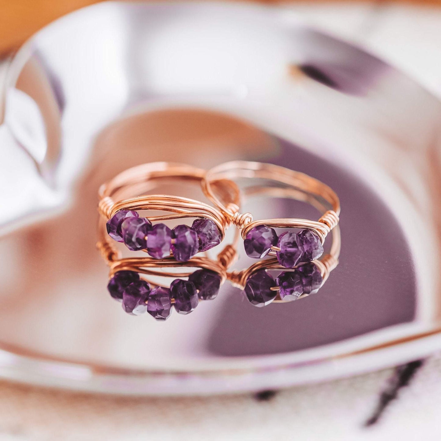 Amethyst Crystal Wire Ring