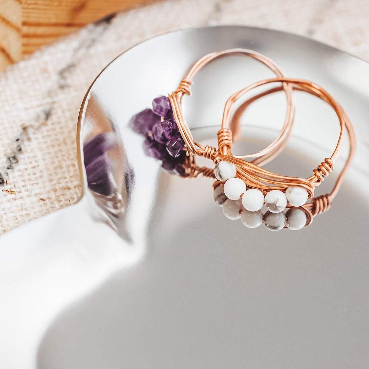 Amethyst Crystal Wire Ring