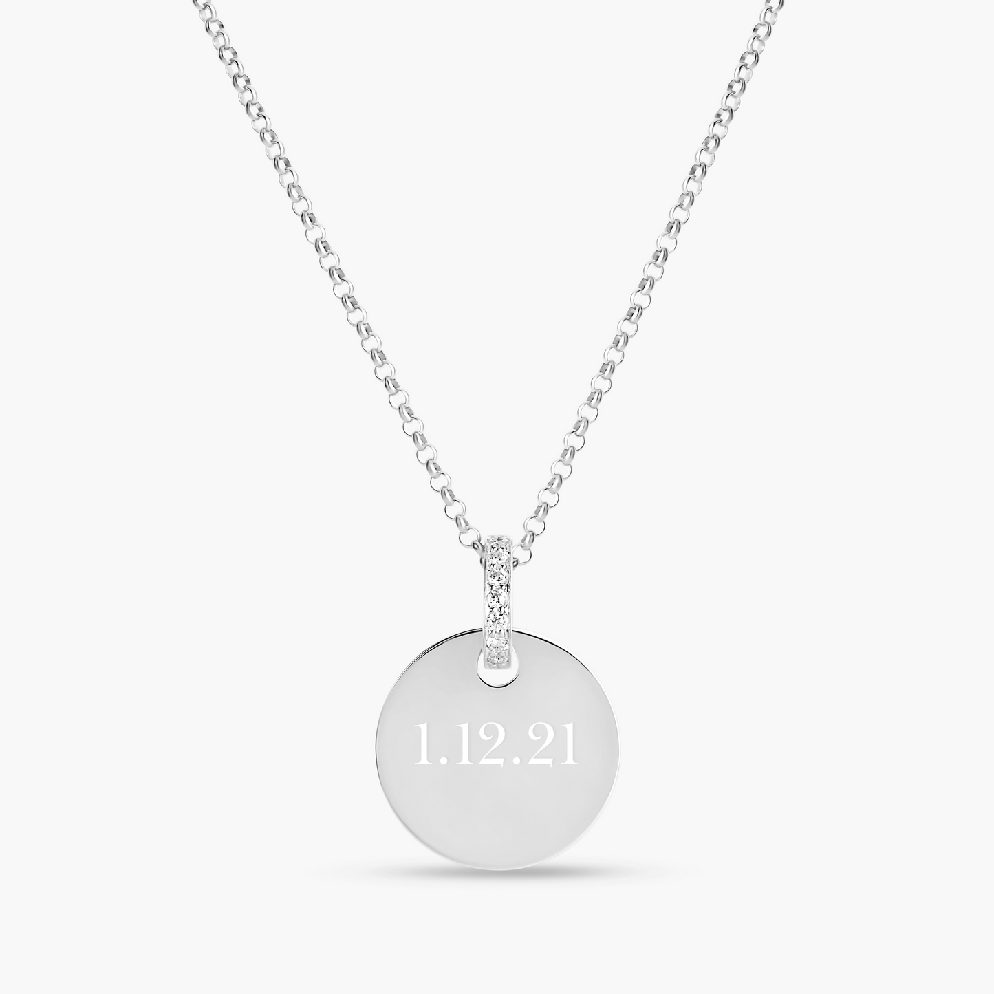 Engraved Circle with Iced Loop