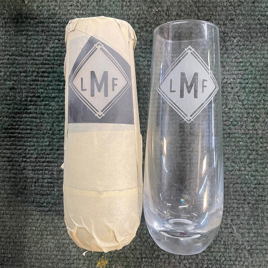 Custom Sand Etched Stemless Champagne Glass