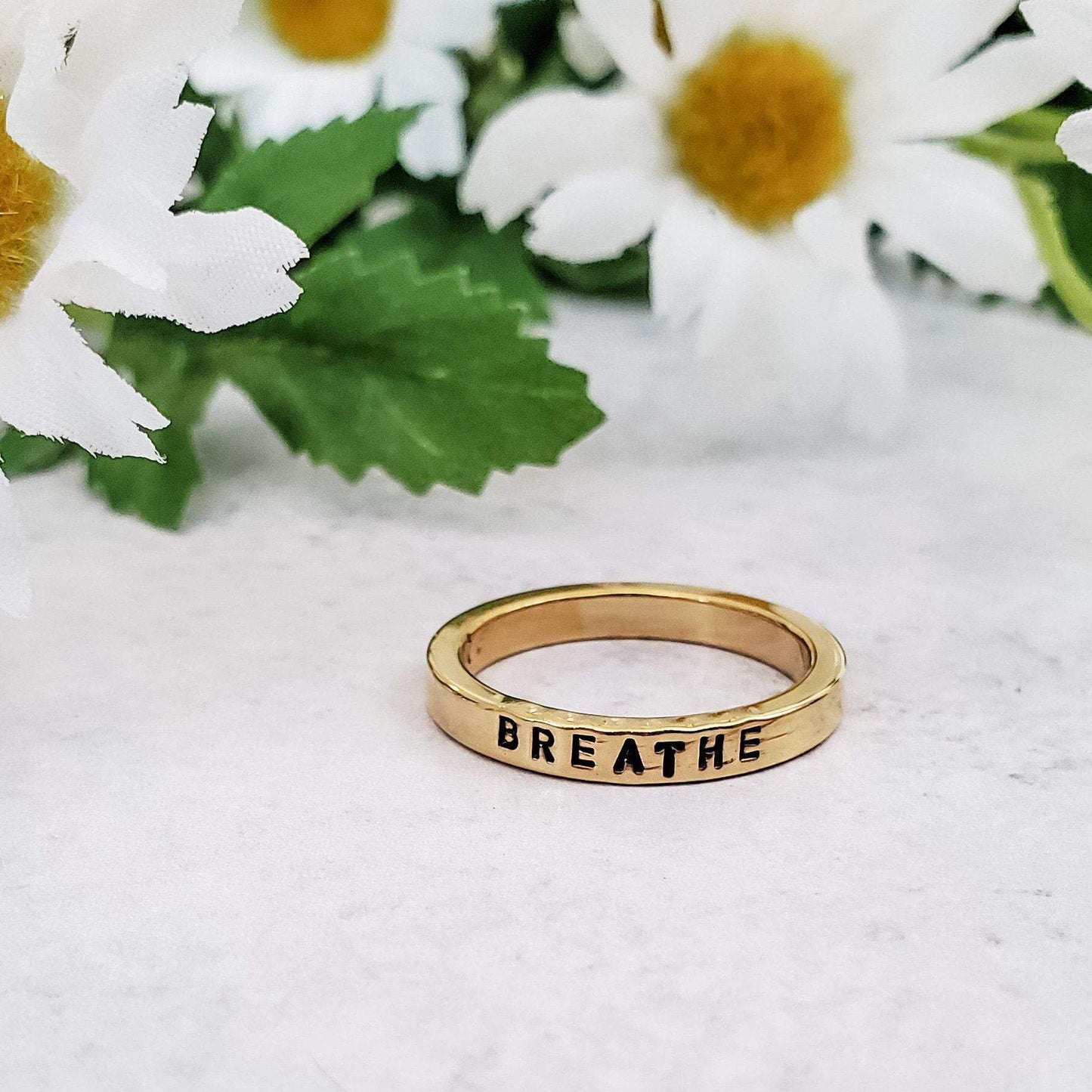 BREATHE Gold Plated Band Ring