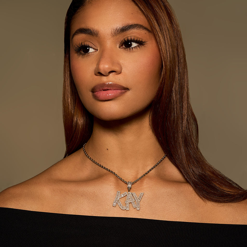 Iced Out Baguette Name Pendant