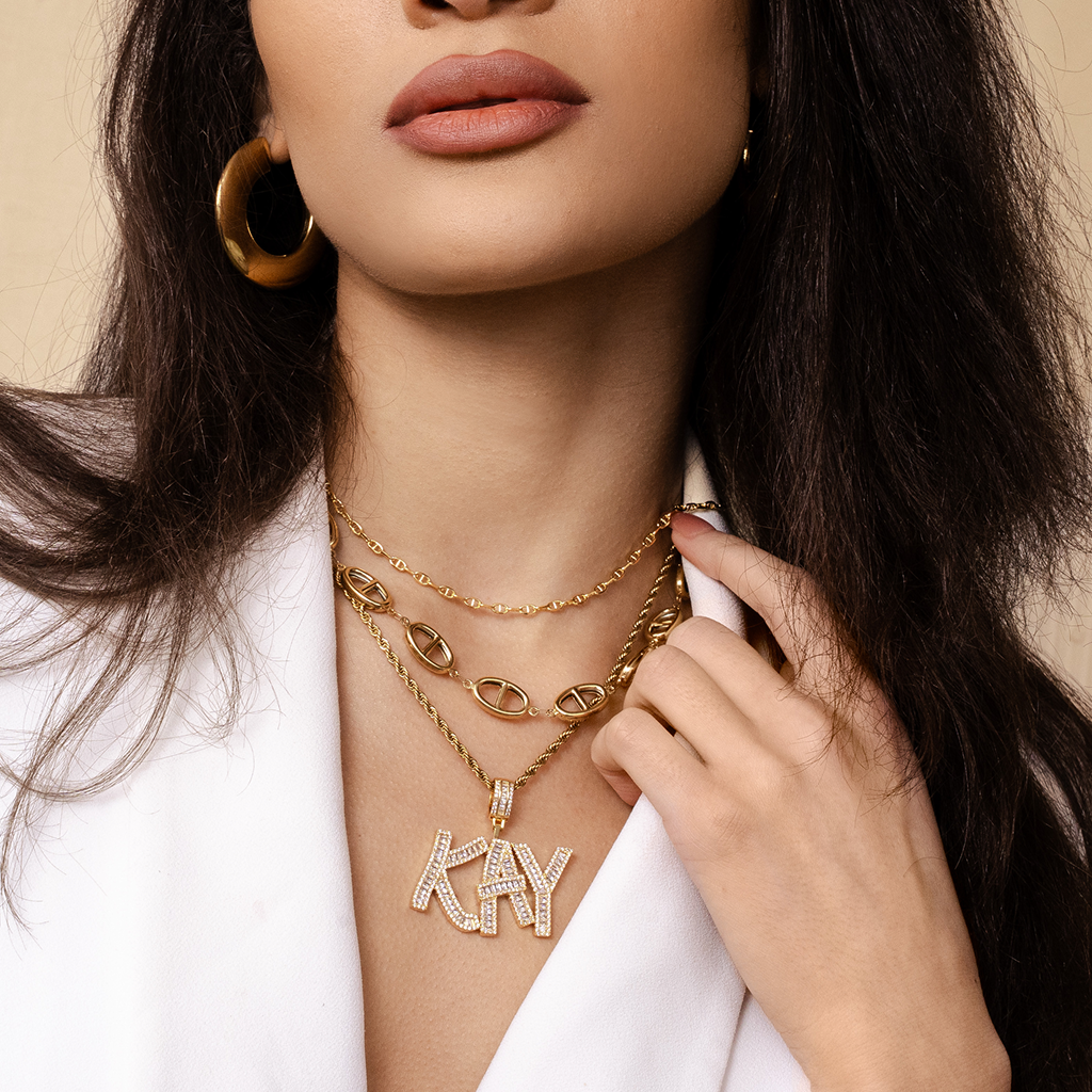 Iced Out Baguette Name Pendant