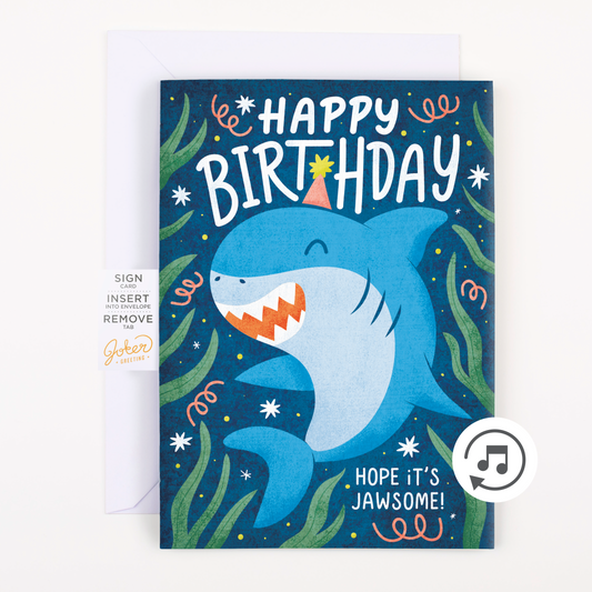Endless Baby Shark Birthday Card with Glitter
