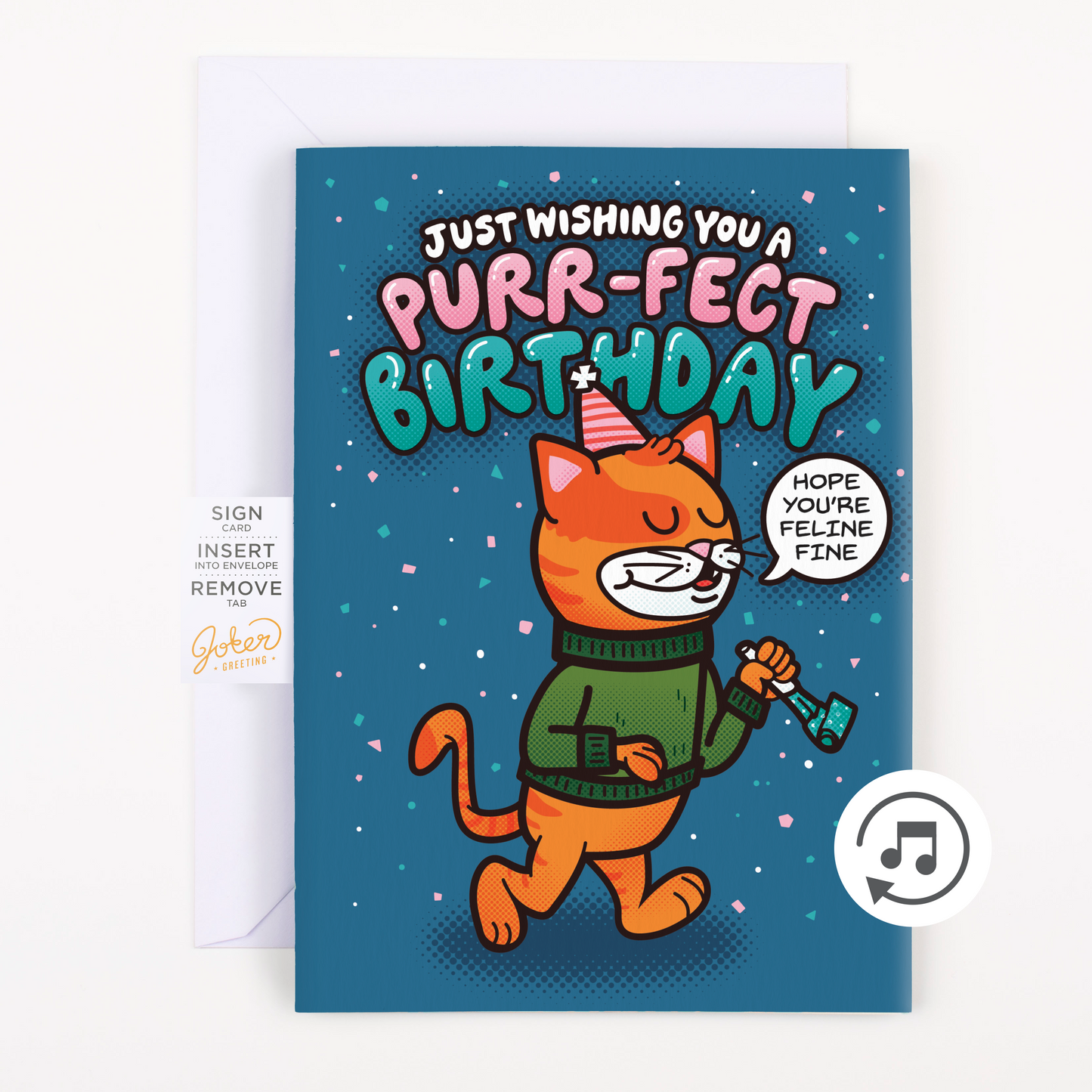 Endless Cool Cat Birthday Card with Glitter