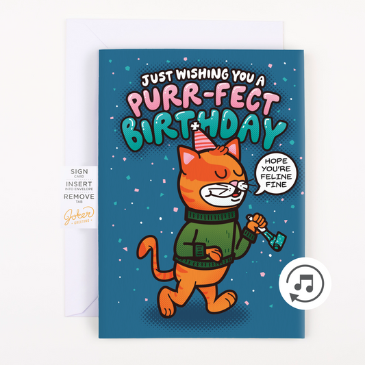 Endless Cool Cat Birthday Card with Glitter