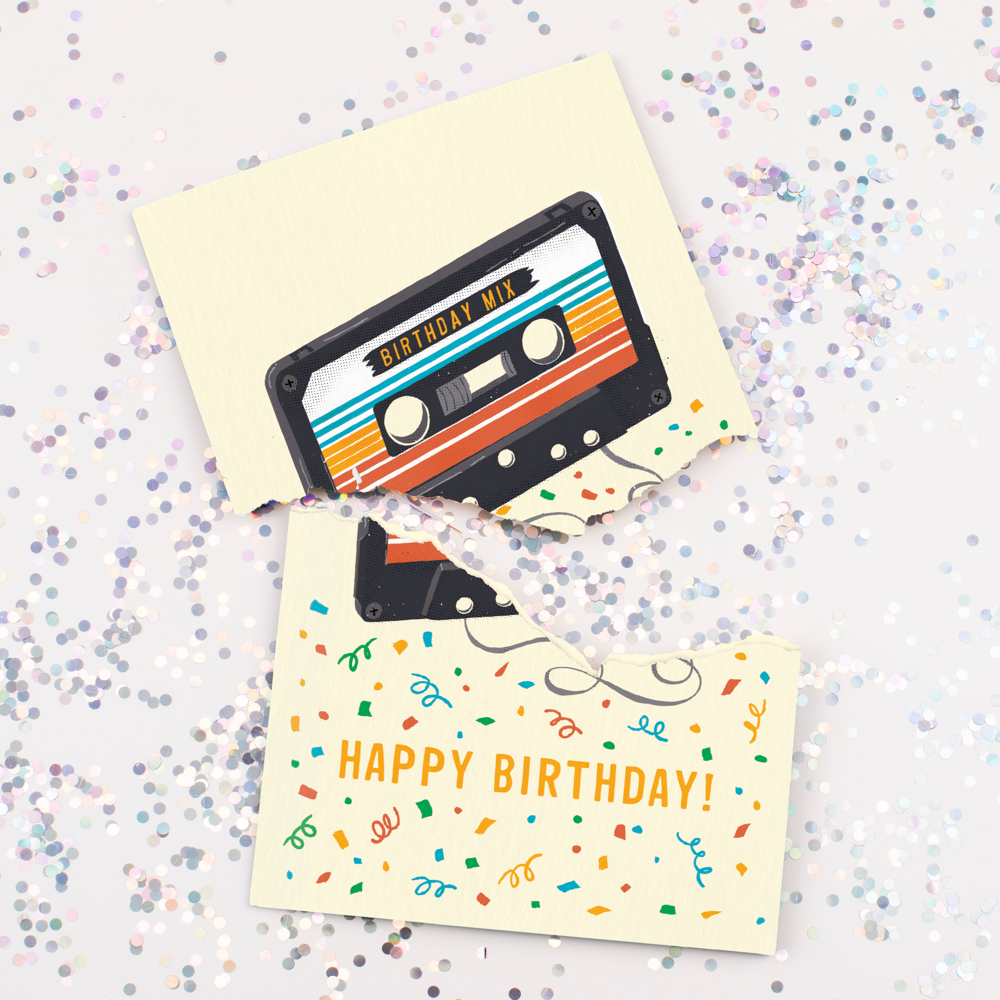 Endless "Never Gonna Give You Up" Birthday Card with Glitter