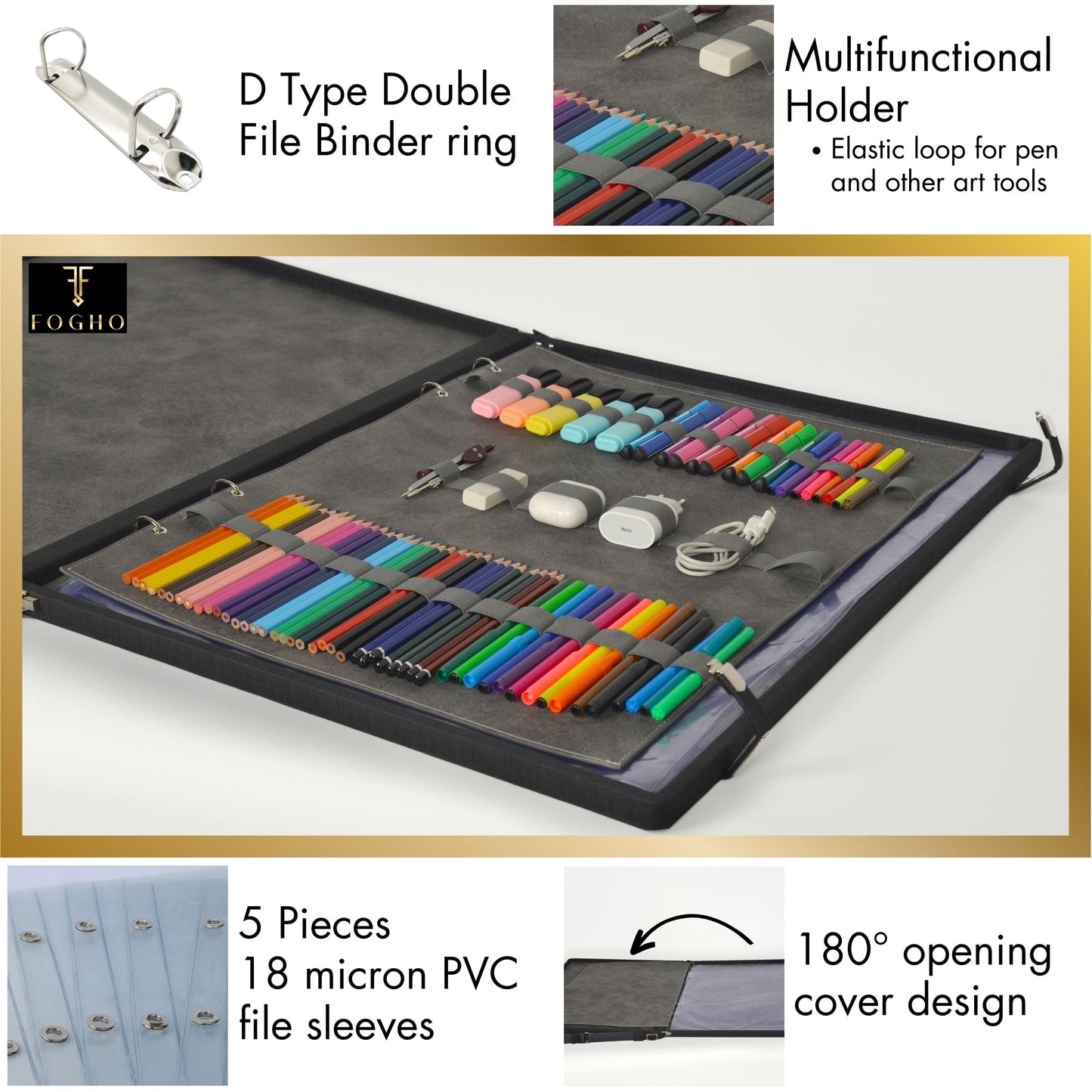 Leather Binder Leather Portfolio Gifts For Painters - Portfolio Binder- Art Supplies Organizer