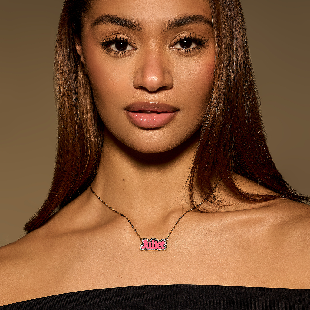 Kid's Iced Bubble Enamel Name Necklace