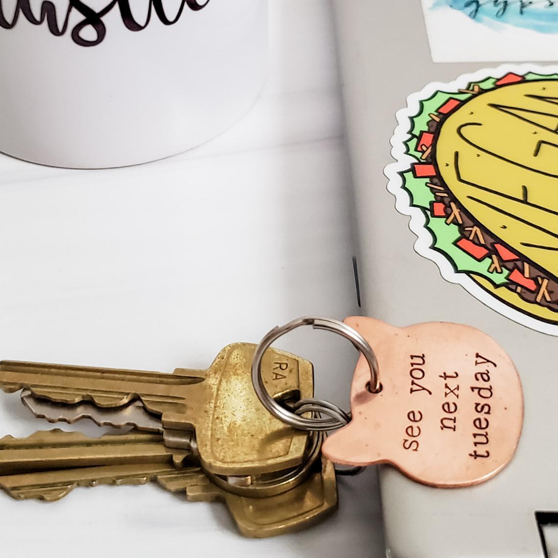 CATS & TATS -Copper Cat Keychain
