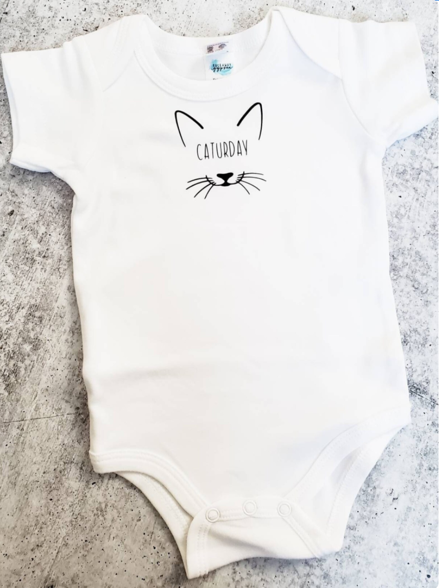 CATURDAY Short Sleeve Baby Bodysuit OR Toddler Tee