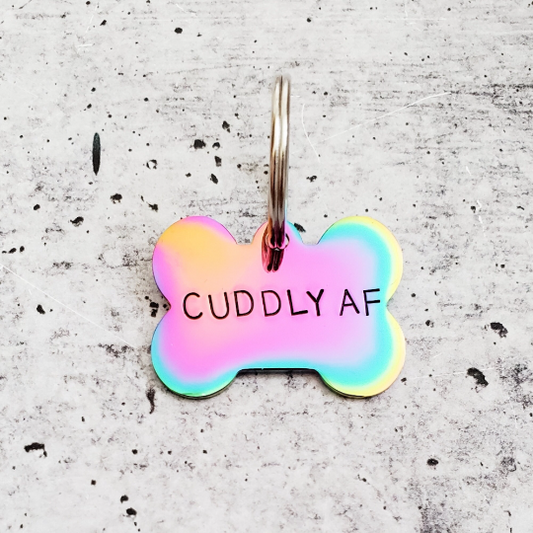 CUDDLY AF Bone-Shaped Pet Tag