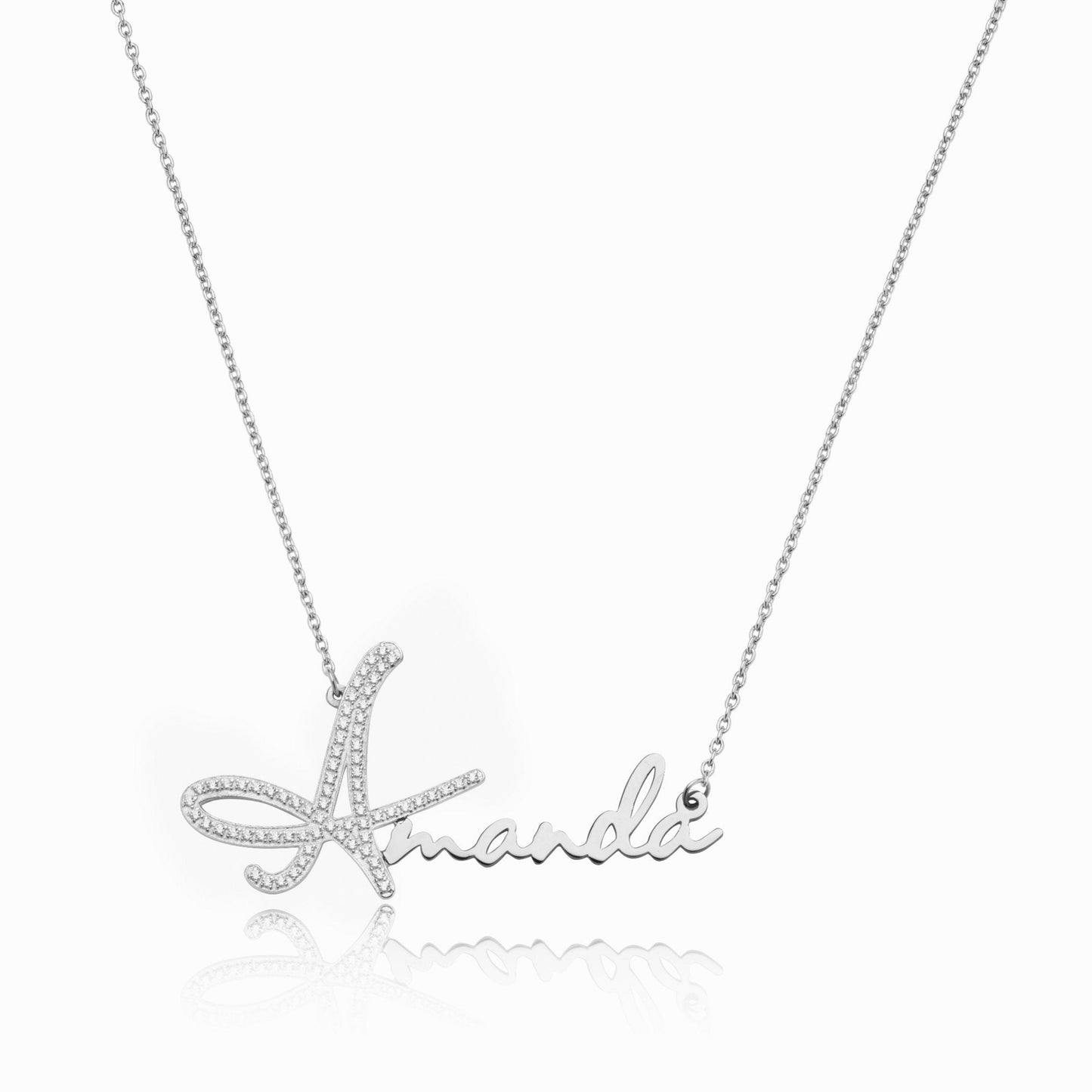 Signature Name Necklace w/ Iced Initial