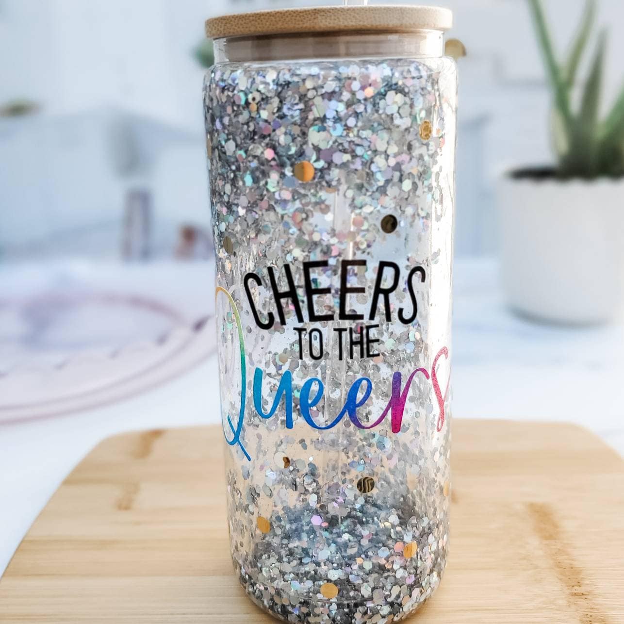 Cheers to the Queers Snowglobe Tumbler or Glass Can Cup
