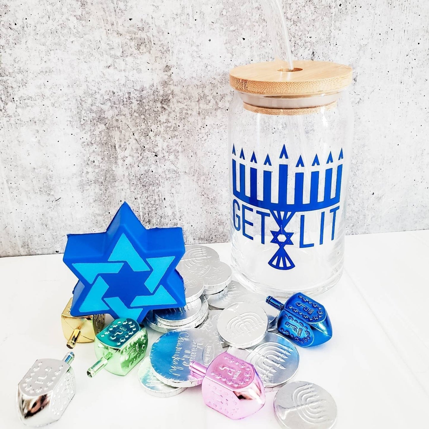 Color Changing Get Lit Hanukkah Glass Can Cup