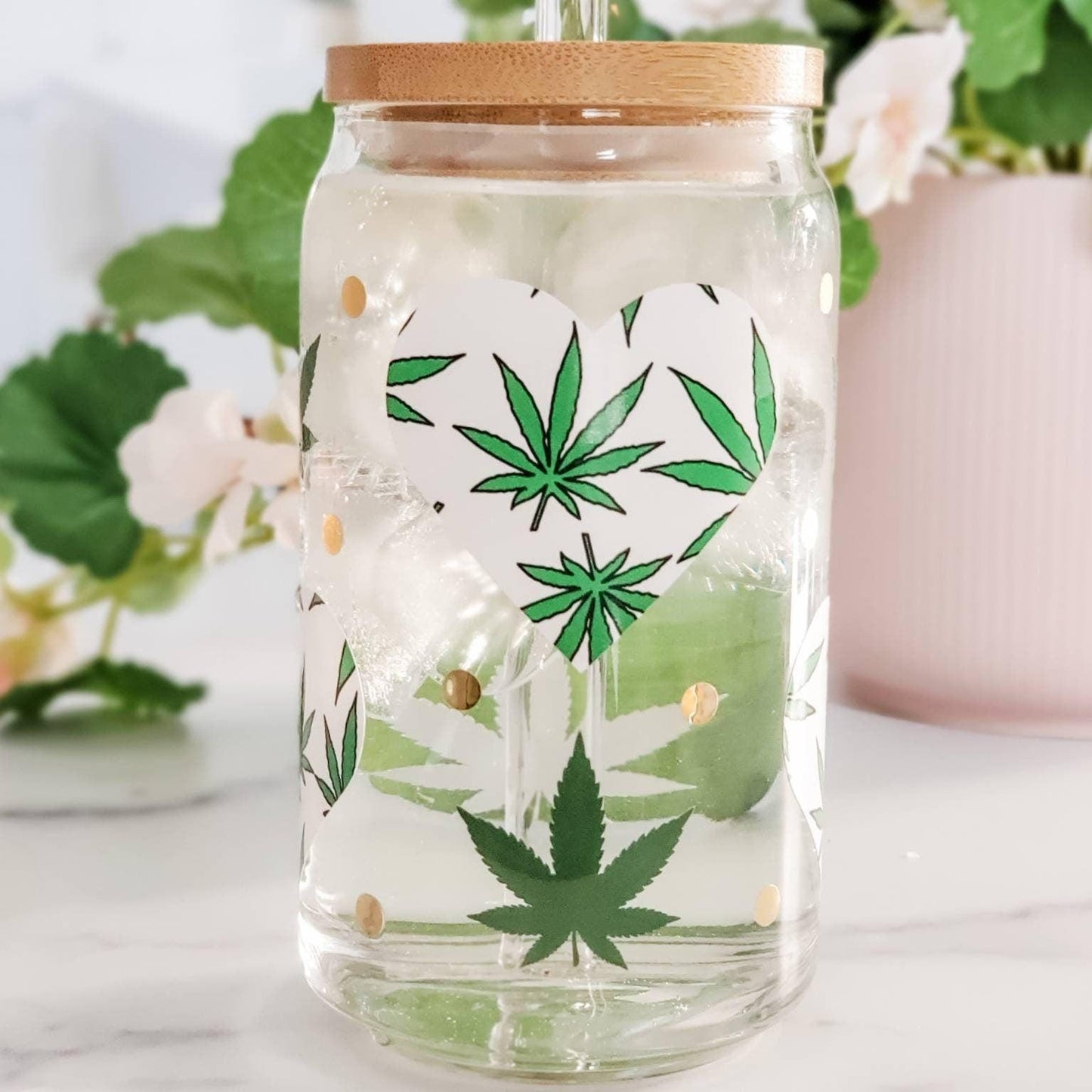 Color Changing Hemp Heart Glass Can Cup