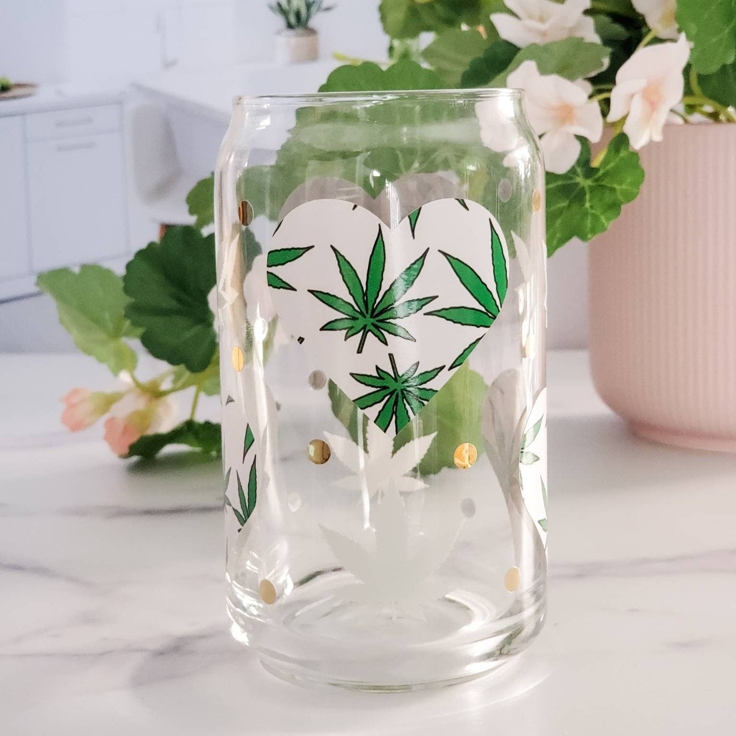 Color Changing Hemp Heart Glass Can Cup