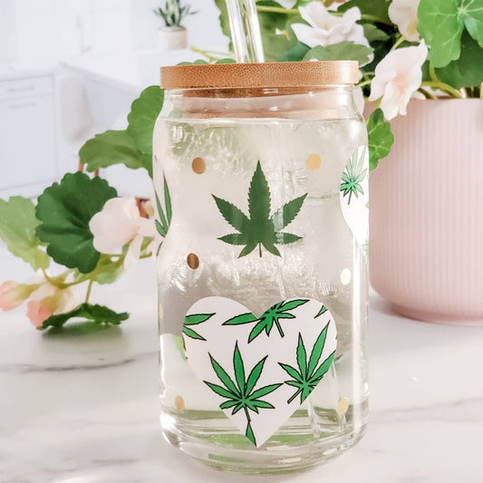 Color Changing Hemp Heart Glass Can Cup