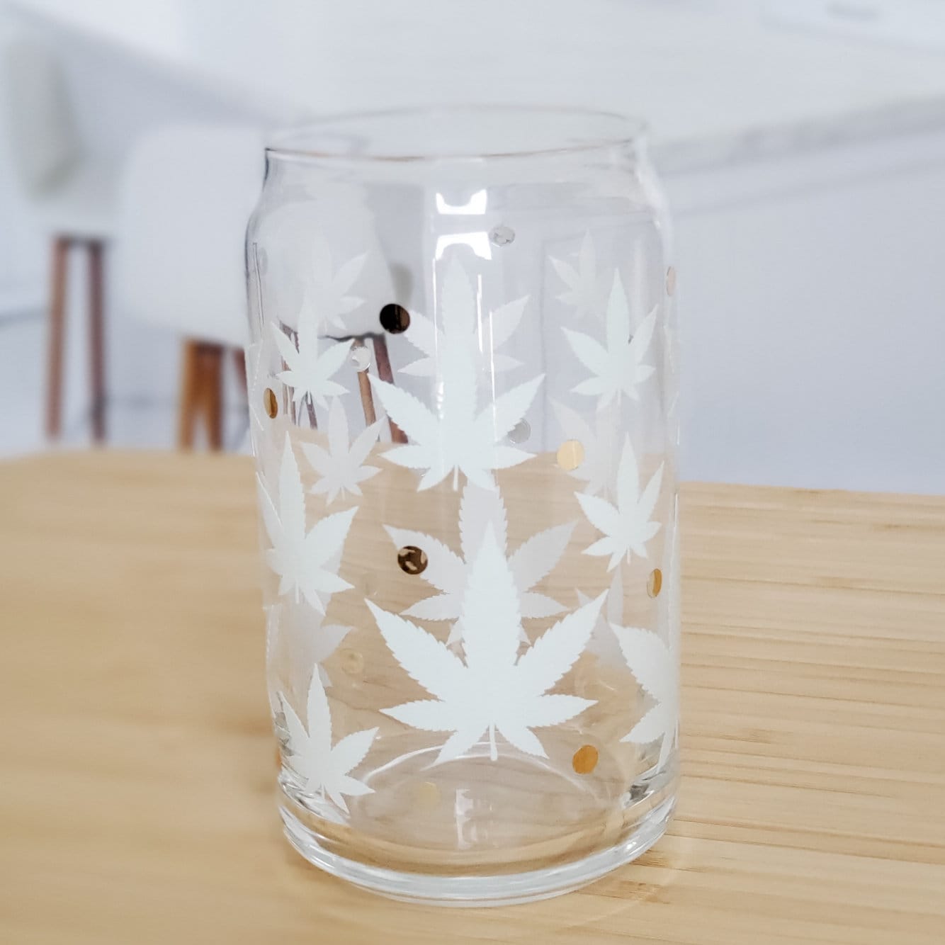 Color Changing Pot Leaf Glass Can Cup