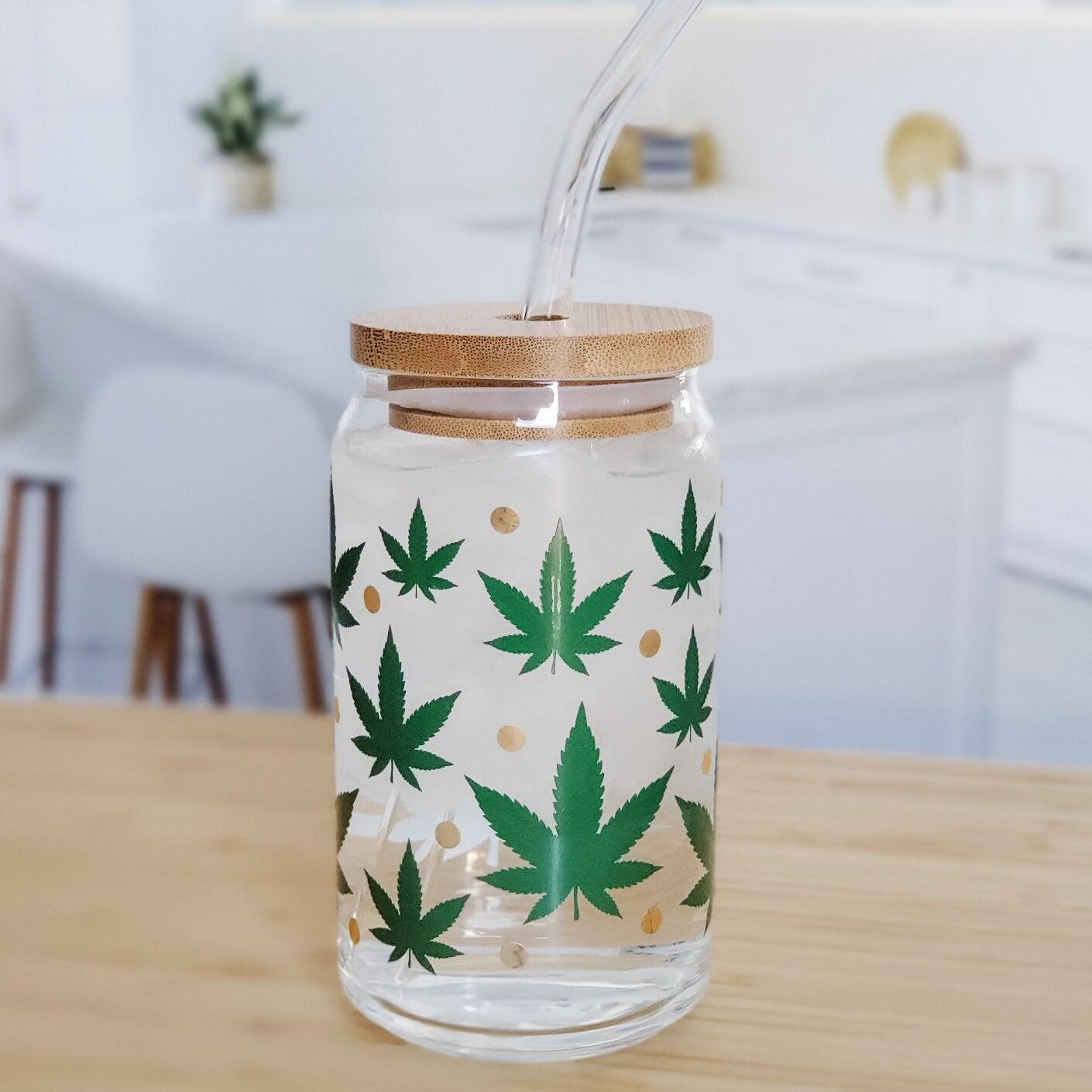 Color Changing Pot Leaf Glass Can Cup