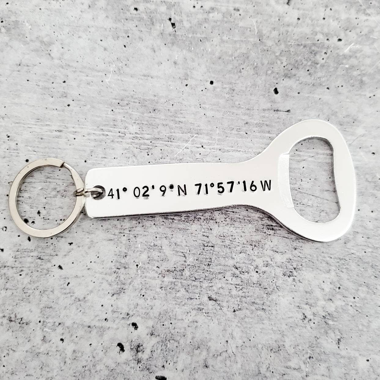 Coordinates Personalized Beer Bottle Opener Keychain