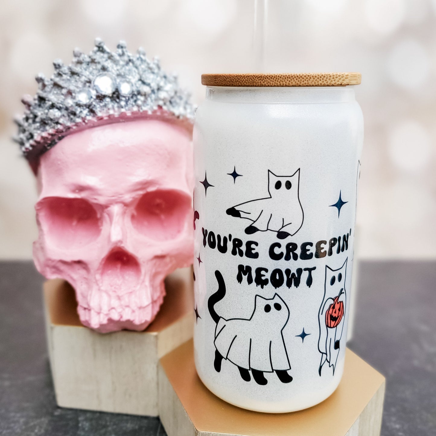 Creepy Ghost Cat Halloween Cup
