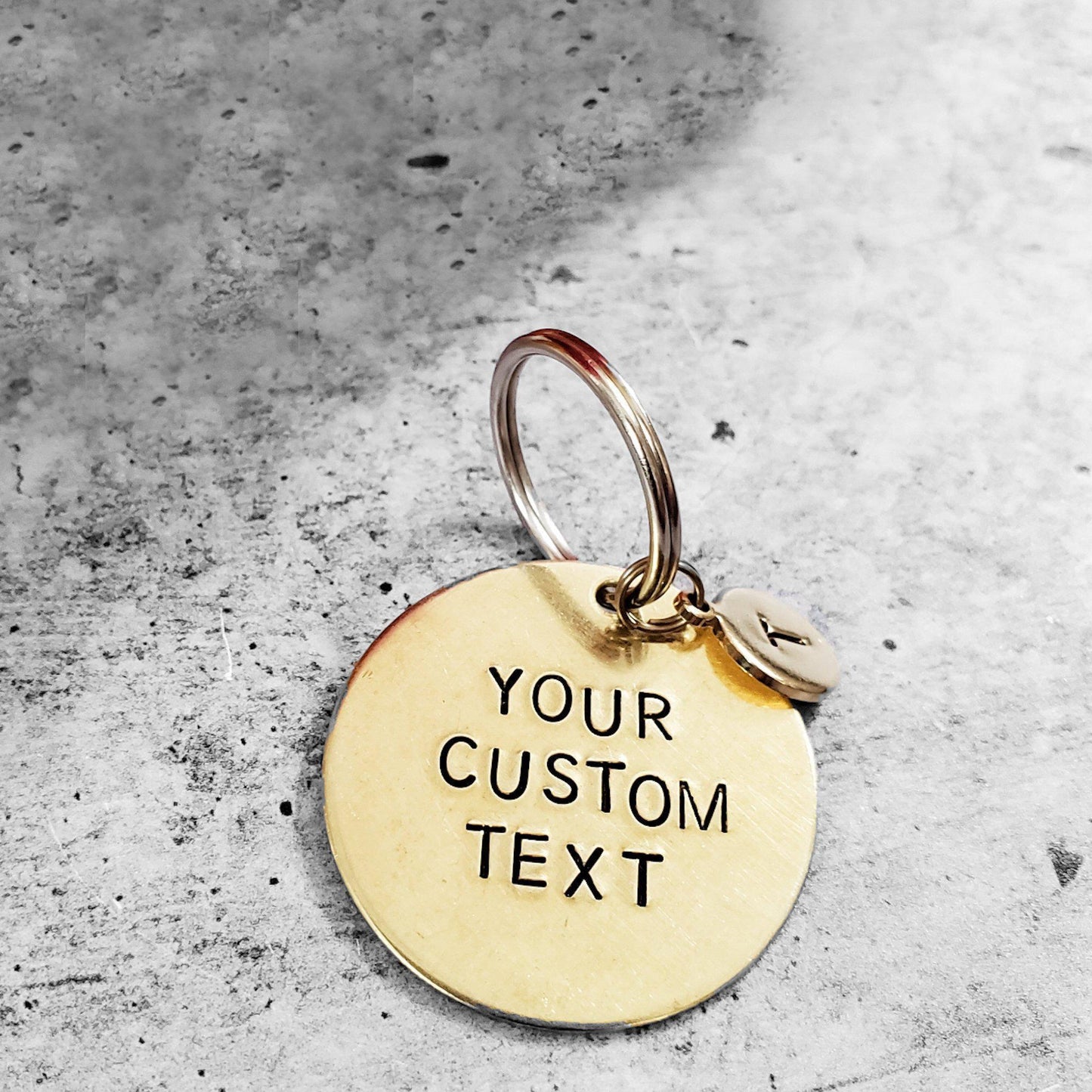 Custom Brass Disc Keychain with Tiny Tag